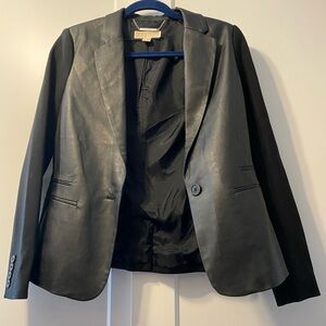 Black blazer with faux leather detailing, Michael Kors